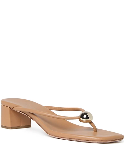 Loeffler Randall Odessa Leather Hardware Thong Block Heel Sandals