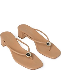 Loeffler Randall Odessa Leather Hardware Thong Block Heel Sandals