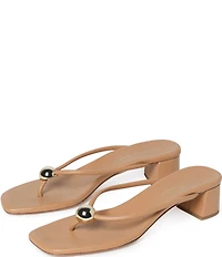 Loeffler Randall Odessa Leather Hardware Thong Block Heel Sandals