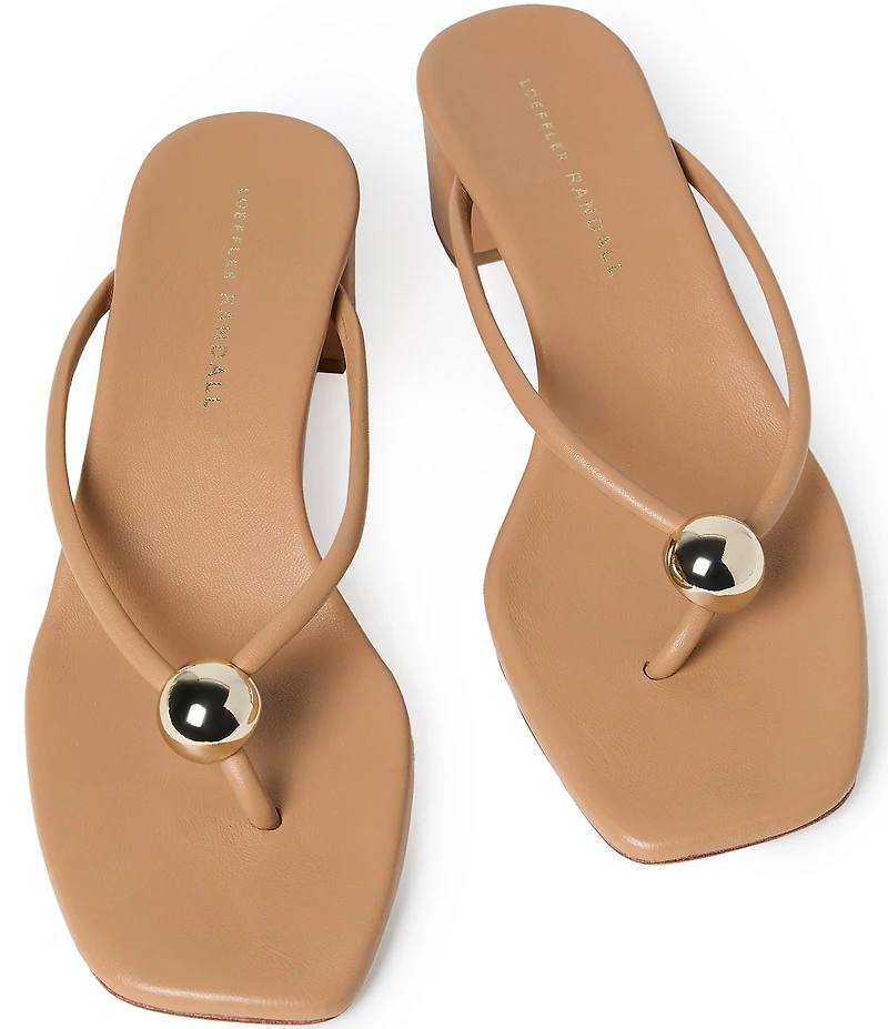 Loeffler Randall Odessa Leather Hardware Thong Block Heel Sandals