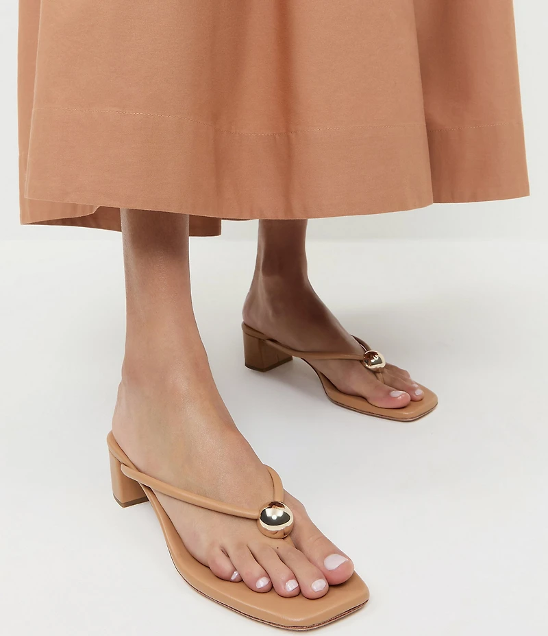 Loeffler Randall Odessa Leather Hardware Thong Block Heel Sandals