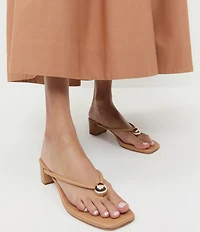 Loeffler Randall Odessa Leather Hardware Thong Block Heel Sandals