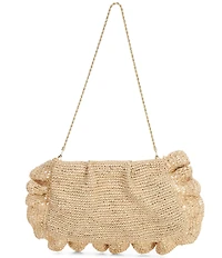 Loeffler Randall Raffia Mavis Ruffle Trim Flat Clutch Bag