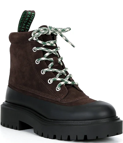 Loeffler Randall Remy Suede Rubber Lug Winter Lace Up Booties