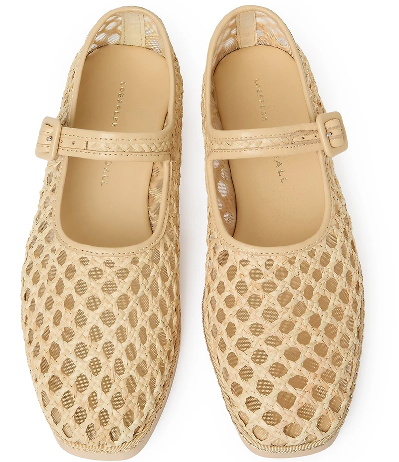 Loeffler Randall Rita Crochet Raffia Mary Jane Flats