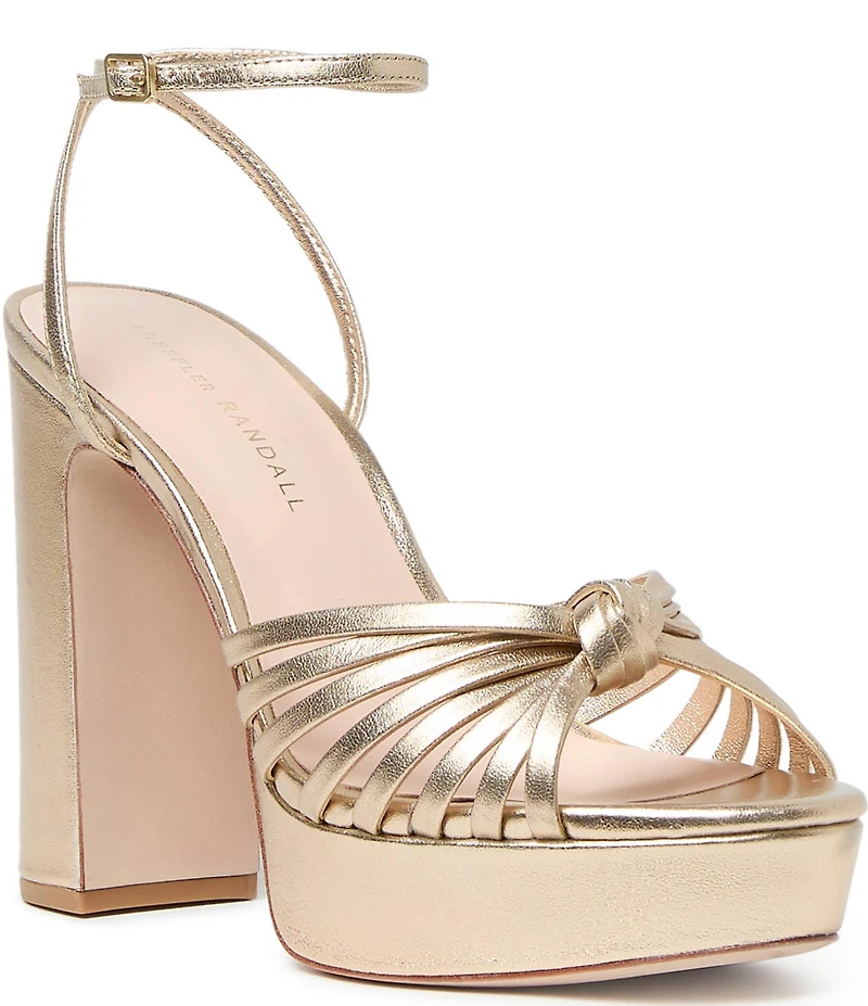 Loeffler Randall Rivka Metallic Leather Ankle Strap Platform Dress Sandals