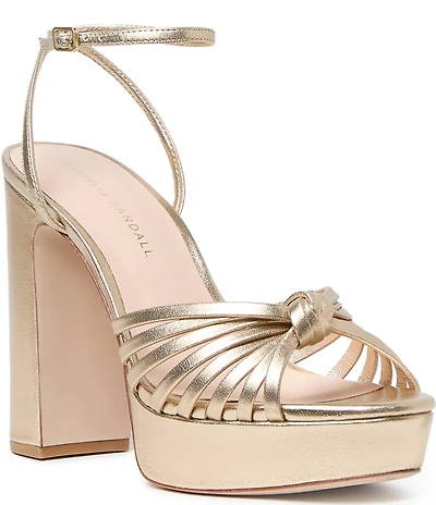 Loeffler Randall Rivka Metallic Leather Ankle Strap Platform Dress Sandals