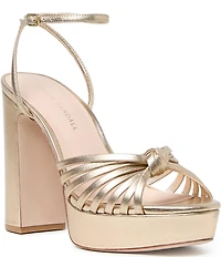 Loeffler Randall Rivka Metallic Leather Ankle Strap Platform Dress Sandals