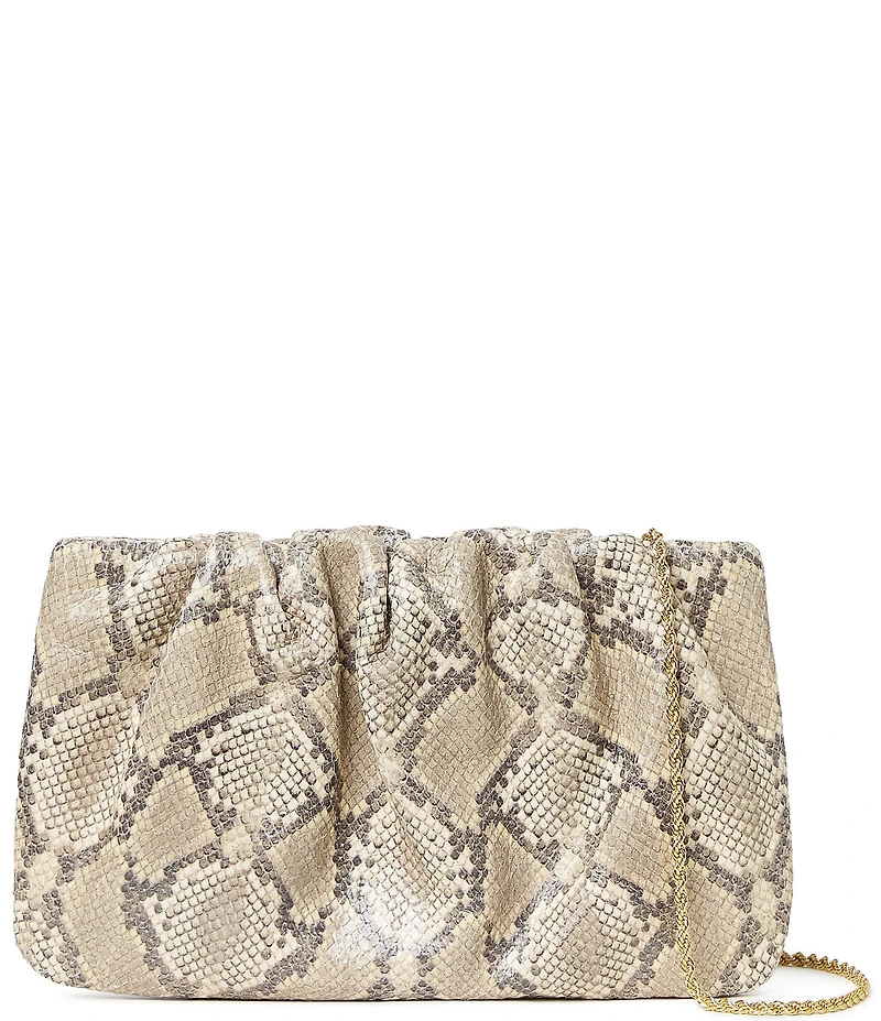 Loeffler Randall Serena Snake Print Gathered Clutch