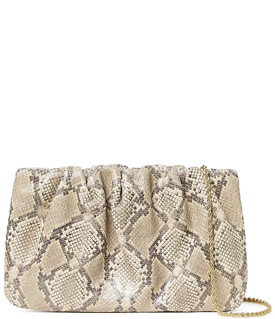 Loeffler Randall Serena Snake Print Gathered Clutch