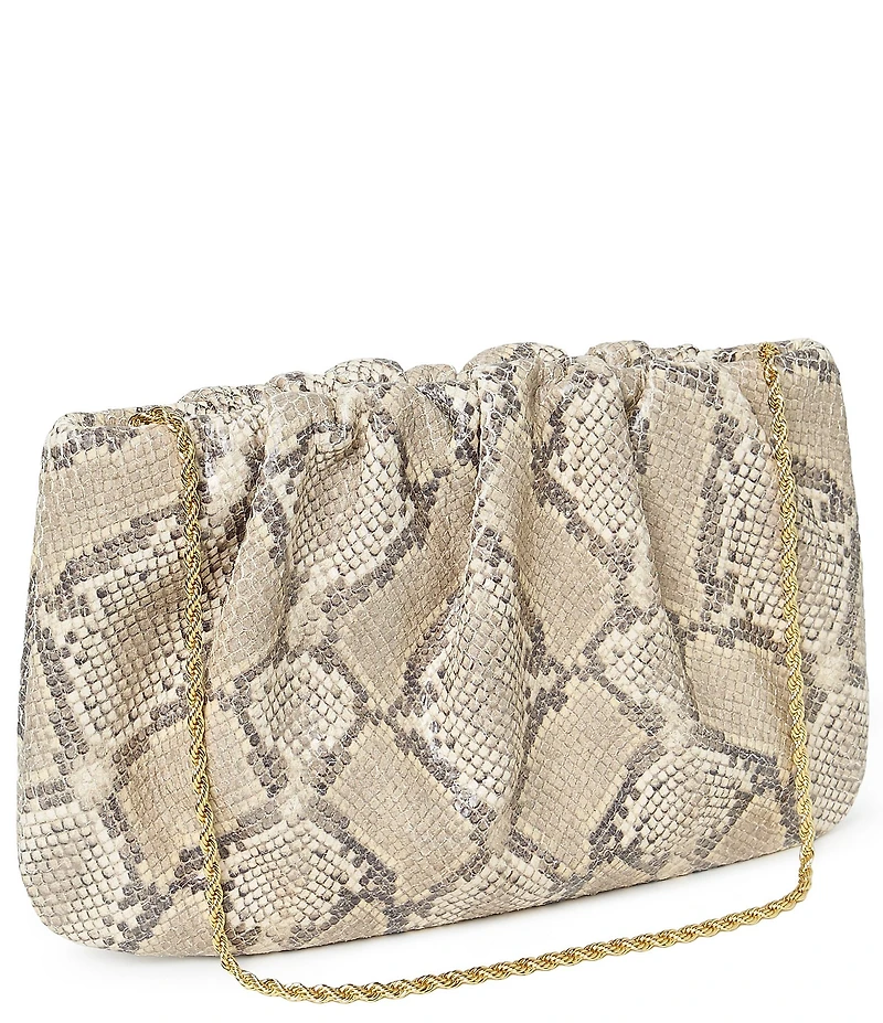Loeffler Randall Serena Snake Print Gathered Clutch