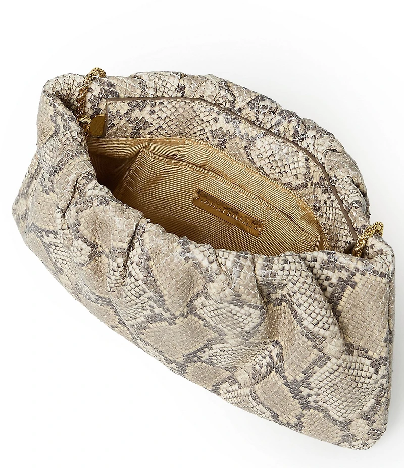 Loeffler Randall Serena Snake Print Gathered Clutch