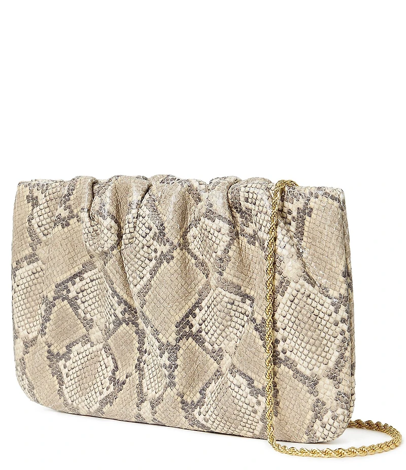 Loeffler Randall Serena Snake Print Gathered Clutch