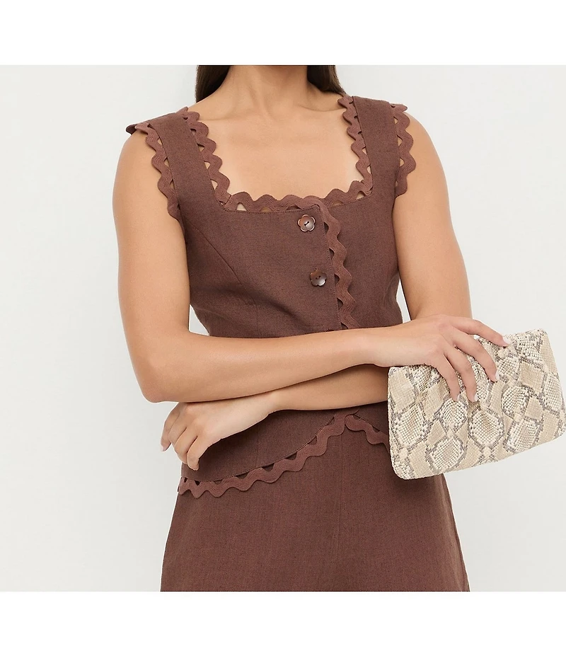 Loeffler Randall Serena Snake Print Gathered Clutch