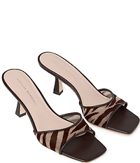 Loeffler Randall Tavia Zebra Print Mesh Banded Kitten Heel Sandals