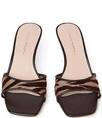 Loeffler Randall Tavia Zebra Print Mesh Banded Kitten Heel Sandals