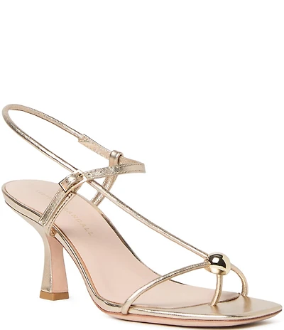 Loeffler Randall Triana Metallic Leather Hardware Detail Slingback Dress Sandals