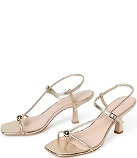 Loeffler Randall Triana Metallic Leather Hardware Detail Slingback Dress Sandals