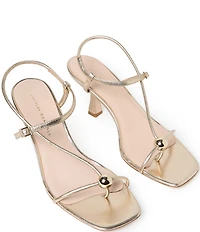 Loeffler Randall Triana Metallic Leather Hardware Detail Slingback Dress Sandals