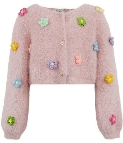 Lola + The Boys Girls 3D Rainbow Daisy Cardigan