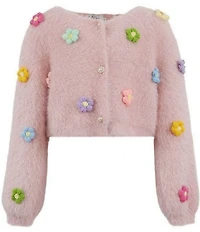 Lola + The Boys Girls 3D Rainbow Daisy Cardigan