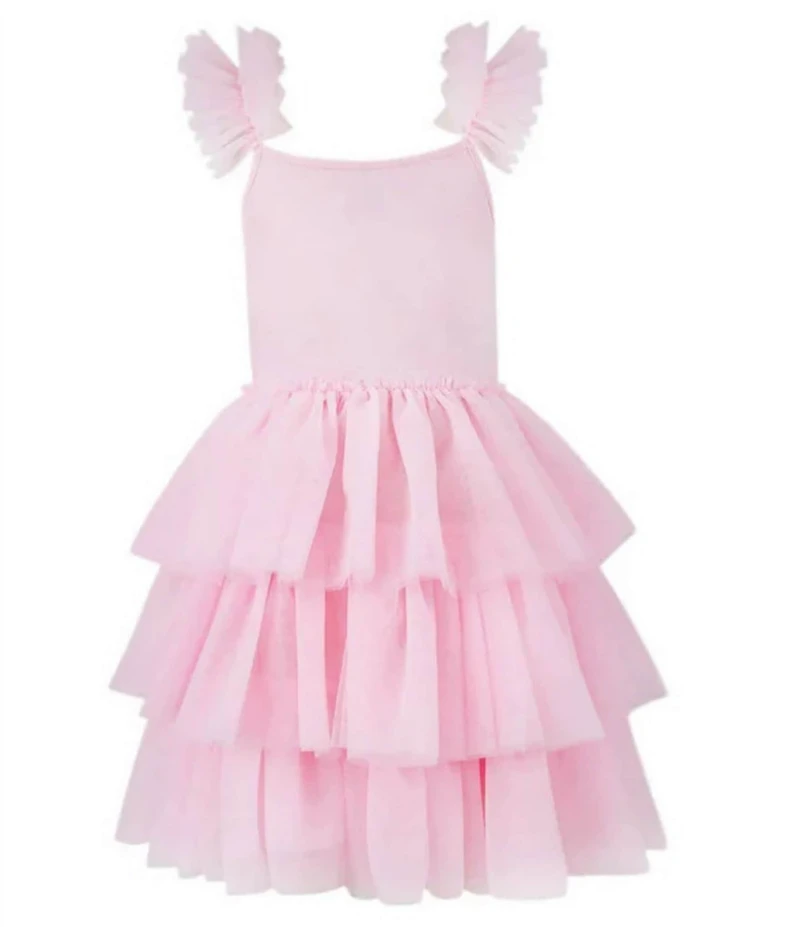 Lola + The Boys Girls Sleeveless Beaded Tiered Tulle Dress
