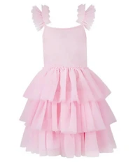 Lola + The Boys Girls Sleeveless Beaded Tiered Tulle Dress