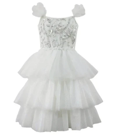 Lola + The Boys Girls Beaded Tulle Shimmer Dress