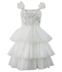 Lola + The Boys Girls Beaded Tulle Shimmer Dress