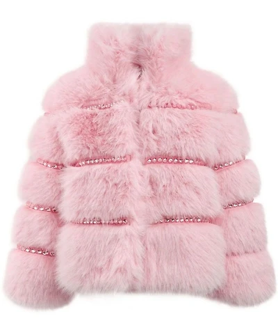 Lola + The Boys Girls Gem Faux Fur Jacket