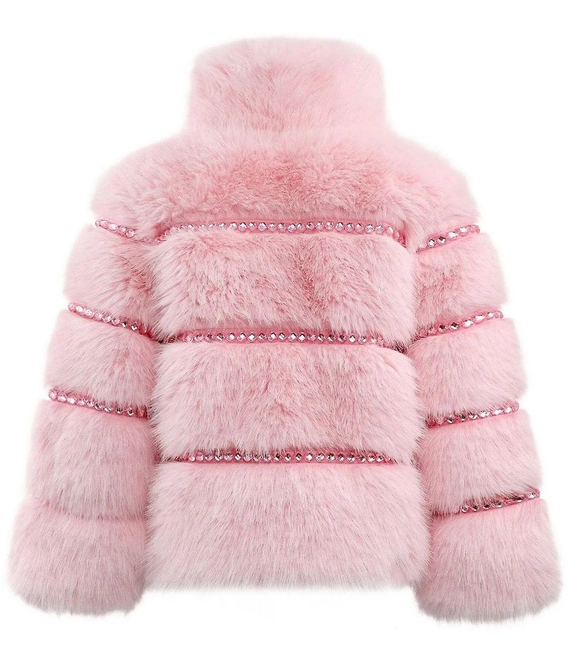 Lola + The Boys Girls Gem Faux Fur Jacket
