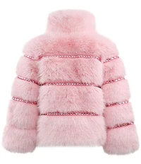 Lola + The Boys Girls Gem Faux Fur Jacket