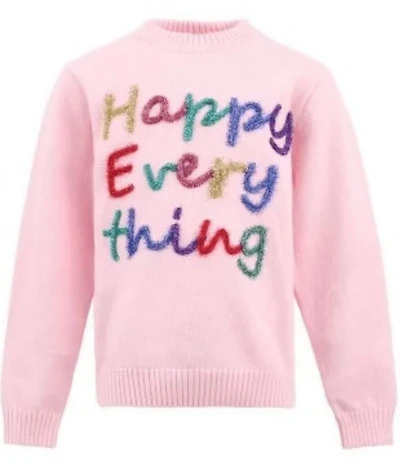 Lola + The Boys Girls Happy Everything Tinsel Sweater
