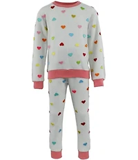 Lola + The Boys Girls I Love You Ribbed Knit Heart Long Sleeve Crew Pullover & Matching Jogger Pants Set