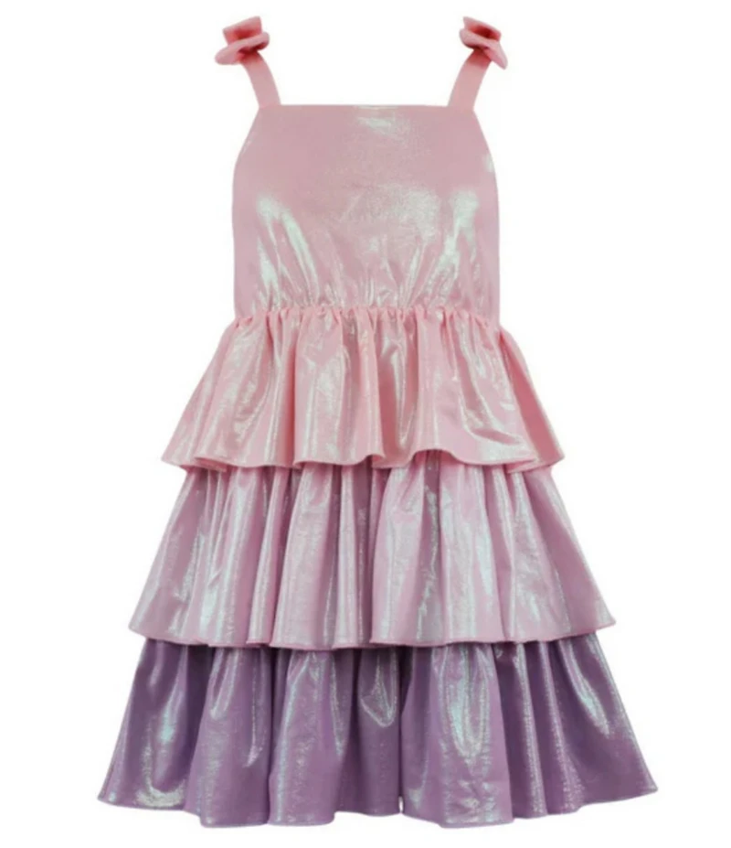 Lola + The Boys Girls Ombre Shimmer Tiered Dress