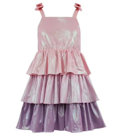 Lola + The Boys Girls Ombre Shimmer Tiered Dress