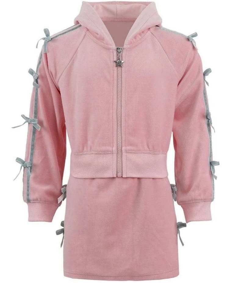 Lola + The Boys Girls Pretty In Bows Velvet Hoodie & Skirt Set