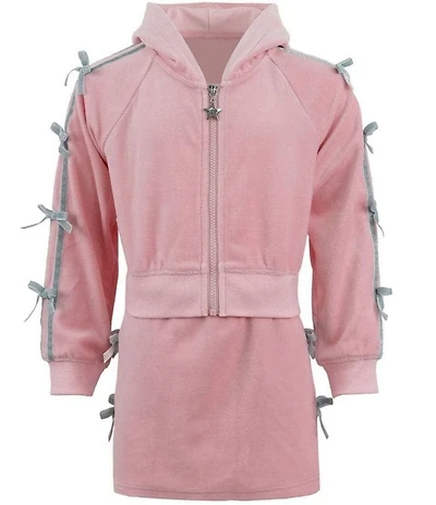 Lola + The Boys Girls Pretty In Bows Velvet Hoodie & Skirt Set
