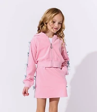 Lola + The Boys Girls Pretty In Bows Velvet Hoodie & Skirt Set
