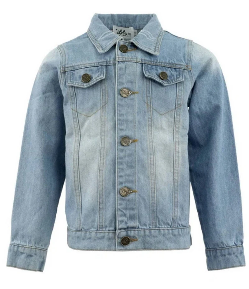 Lola + The Boys Girls Rainbow Bow Gem Denim Jacket