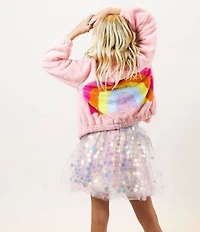 Lola + The Boys Girls Rainbow Faux Fur Coat