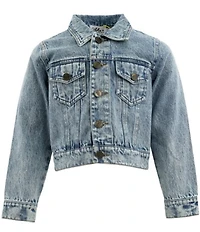 Lola + The Boys Girls Rhinestone Embellished Cherry Bow Denim Jacket