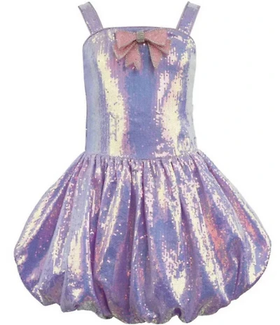 Lola + The Boys Girls Sequin Bow Detail Bubble Hem Dress