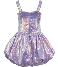 Lola + The Boys Girls Sequin Bow Detail Bubble Hem Dress