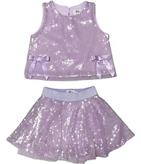 Lola + The Boys Girls Sequin Bow Top & Matching Sequin Skirt Set