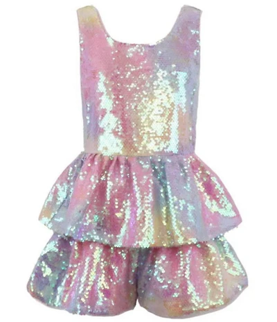 Lola + The Boys Girls Sequin Ombre Romper