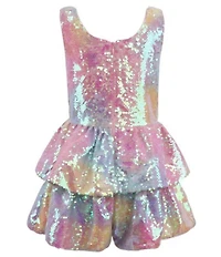 Lola + The Boys Girls Sequin Ombre Romper