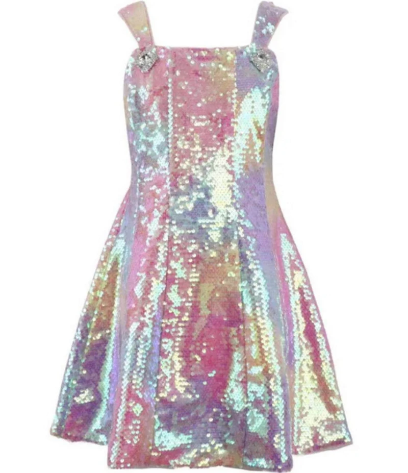 Lola + The Boys Girls Sleeveless Ombre Sequin Bow Dress