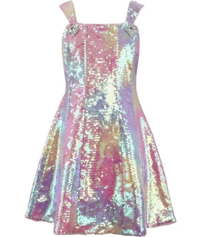 Lola + The Boys Girls Sleeveless Ombre Sequin Bow Dress