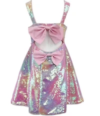 Lola + The Boys Girls Sleeveless Ombre Sequin Bow Dress